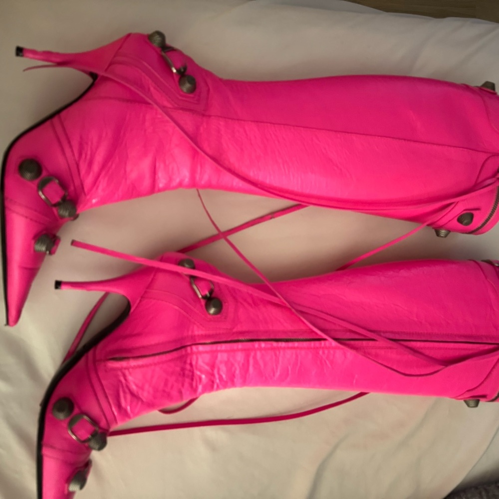 Balenciaga Neon Pink Heeled Boots